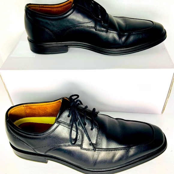 FLORSHEIM COMFORTECH BLACK SQUARE TOE OXFORD LACE UPS. MEN’S 9.5M - Picture 2 of 6